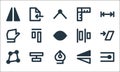 Graphic design line icons. linear set. quality vector line set such as node, pen, transform, flip, align, hand, align, measure,