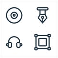Graphic design line icons. linear set. quality vector line set such as transform, headphone, pen