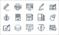 graphic design line icons. linear set. quality vector line set such as working, typography, sketchup, pen tool, layer, creativity