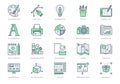 Graphic design line icons. Vector illustration included icon - digital creative tool, paintbrush, palette, prepress