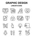 Graphic design linear icons.