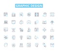 Graphic design linear icons set. Typography, Color, Layout, Proportion, Contrast, Scale, Texture line vector and concept