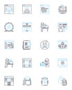 Graphic Design linear icons set. Typography, Color theory, Layout, Branding, Composition, Vector, Illustration line
