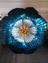 Graphic design metallic blue shimmer flower pattern Royalty Free Stock Photo
