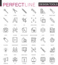 Graphic design program tools palettes. Thin line web icons set. Interface outline stroke icon design.