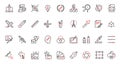 Graphic design red black thin line icons set, tools for creative projects of designer, software. Royalty Free Stock Photo