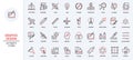 Graphic design red black thin line icons set, tools for creative projects of designer, software. Royalty Free Stock Photo