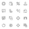 Graphic Design tools line icons set