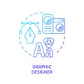 Graphic designer blue gradient concept icon