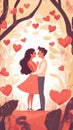 graphic designer creating romantic Valentine\'s Day cards on a high-tech tablet