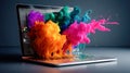 A graphic designer desktop, exploding colors, Royalty Free Stock Photo