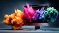 A graphic designer desktop, exploding colors, Royalty Free Stock Photo