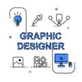 Graphic Designer flat outline design illustration free for commercial use