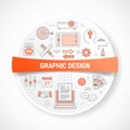 graphic designer with icon concept with round or circle shape