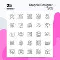 25 Graphic Designer Icon Set. 100% Editable EPS 10 Files. Business Logo Concept Ideas Line icon design Royalty Free Stock Photo