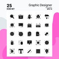 25 Graphic Designer Icon Set. 100% Editable EPS 10 Files. Business Logo Concept Ideas Solid Glyph icon design Royalty Free Stock Photo