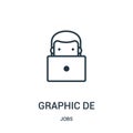 graphic designer icon vector from jobs collection. Thin line graphic designer outline icon vector illustration. Linear symbol