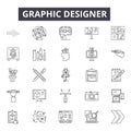 Graphic designer line icons, signs, vector set, linear concept, outline illustration