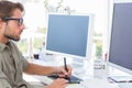 Graphic designer using graphics tablet Royalty Free Stock Photo