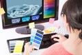 Graphic designer at work. Color samples. Royalty Free Stock Photo