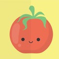 Design of red cute tomato in a soft colour background for any template and social media post