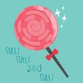 Design of a lolipop candy in a soft and colour background for any template and social media post Royalty Free Stock Photo