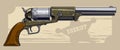 Graphic detailed old revolver with sheriff star