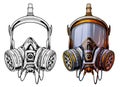 Graphic detailed protective gas mask respirator