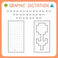 Graphic dictation. Flower. Kindergarten educational game for kids. Preschool worksheet for practicing motor skills. Working pages