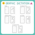 Graphic dictation. Numbers 1-5. Kindergarten educational game for kids. Preschool worksheet for practicing motor skills. Working