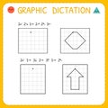 Graphic dictation. Preschool worksheet for practicing motor skills. Working pages for children. Kindergarten educational game for
