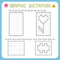 Graphic dictation. Preschool worksheets for practicing motor skills. Working pages for children. Kindergarten educational game for