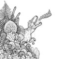 Graphic dinosaur and prehistoric plants