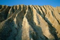 Dramatic image of soil erosion showing ridges and deep valleys cut by storm water run off