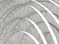 Abstract architecture background pencil graphic drawing curved building elements 3d illustration Royalty Free Stock Photo