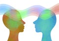 Happiness in relationship in couple love. Telepathy empathy communication with a thought Royalty Free Stock Photo