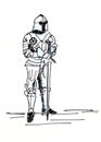 Graphic drawing of a knight with a sword in armor Royalty Free Stock Photo