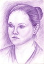 Graphic drawing portrait of a woman