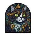 graphic elegant stained glass with a serious gray cat Royalty Free Stock Photo
