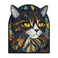 graphic elegant stained glass with a serious gray cat Royalty Free Stock Photo