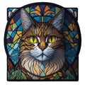 graphic elegant stained glass with a serious gray cat Royalty Free Stock Photo