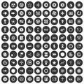 100 graphic elements icons set black circle Royalty Free Stock Photo