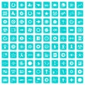 100 graphic elements icons set grunge blue Royalty Free Stock Photo