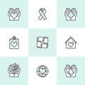 Graphic Elements for Nonprofit Organizations and Donation Centre. Fundraising Symbols, Crowdfunding Project Label, Charity Logo, C