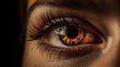 Beautiful female eye with a highly colorful iris that catches the attention and adds charm. Royalty Free Stock Photo