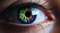 Beautiful female eye with a highly colorful iris that catches the attention and adds charm. Royalty Free Stock Photo