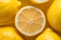 Lemons on Dark Background with Water Drops.