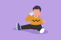 Graphic flat design drawing adorable little boy sitting while holding and enjoying glass of fresh milk to fulfill his body