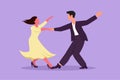 Graphic flat design drawing attractive people dancing salsa. Young man and woman in dance. Pair dancer with waltz tango and salsa