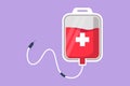 Graphic flat design drawing blood bag logo, label. IV bag in trendy flat style. Infuse icon. Blood bag for emergency rescue. Royalty Free Stock Photo